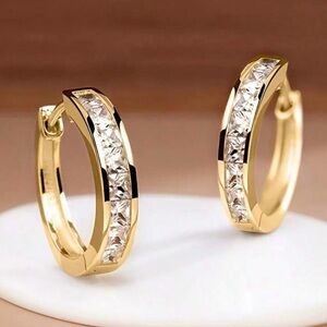 Elegant Gold Hoop Earrings with Crystal Accents